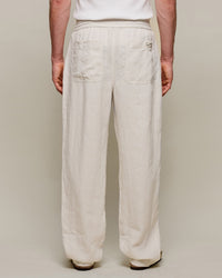 Merz b. Schwanen PANTS05LI Workers Linen Drawstring Pants - Light Stone