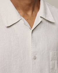 Merz b. Schwanen SHIRT03LI Linen Bowling S/S Shirt - Light Stone