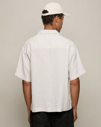Merz b. Schwanen SHIRT03LI Linen Bowling S/S Shirt - Light Stone
