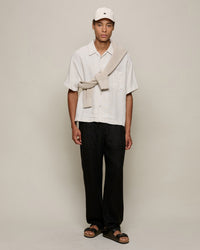 Merz b. Schwanen SHIRT03LI Linen Bowling S/S Shirt - Light Stone
