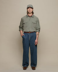 Merz b. Schwanen SHIRT06RT Workers Cotton Twill Shirt - Light Army