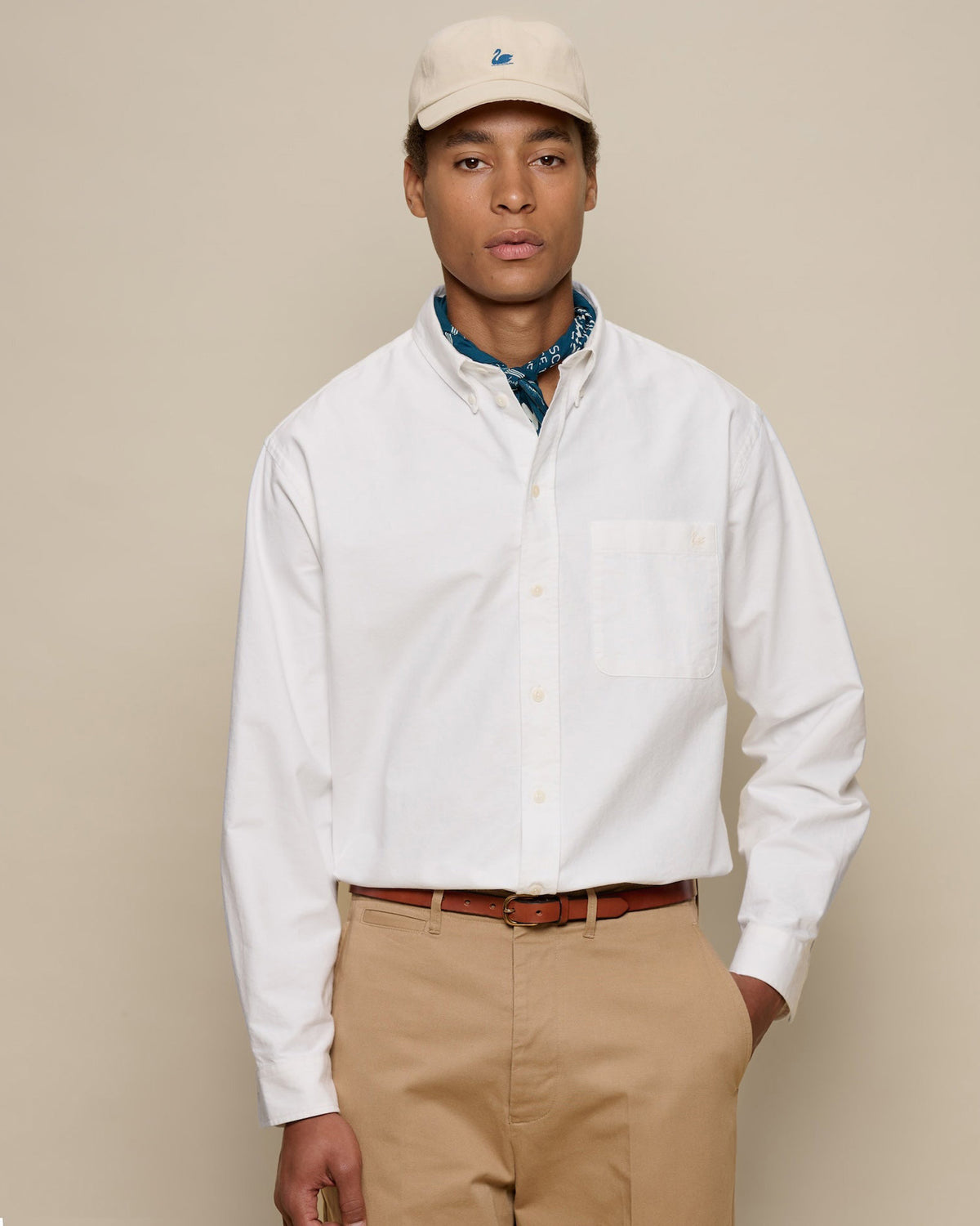 Merz b. Schwanen SHIRT19OX Button-Down Oxford Shirt - White