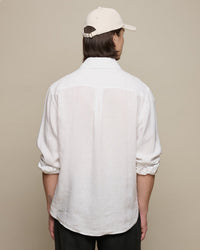 Merz b. Schwanen SHIRT20LI Relaxed Fit Linen Shirt - White