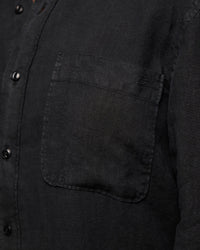 Merz b. Schwanen SHIRT20LI Relaxed Fit Linen Shirt - Deep Black