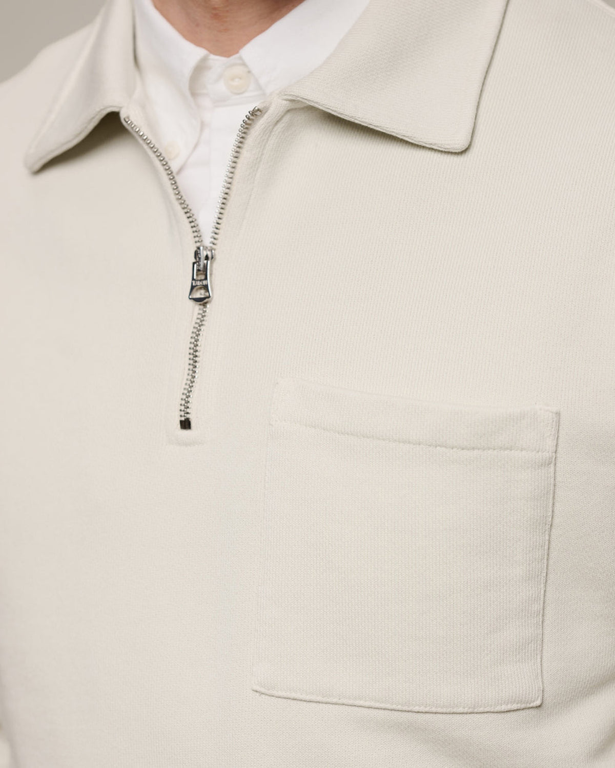Merz b. Schwanen ZIP03 Polo Collared Half-Zip Cotton Sweatshirt - Nature