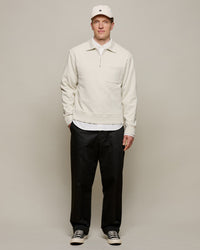Merz b. Schwanen ZIP03 Polo Collared Half-Zip Cotton Sweatshirt - Nature