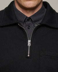 Merz b. Schwanen ZIP03 Polo Collared Half-Zip Cotton Sweatshirt - Deep Black