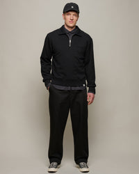 Merz b. Schwanen ZIP03 Polo Collared Half-Zip Cotton Sweatshirt - Deep Black