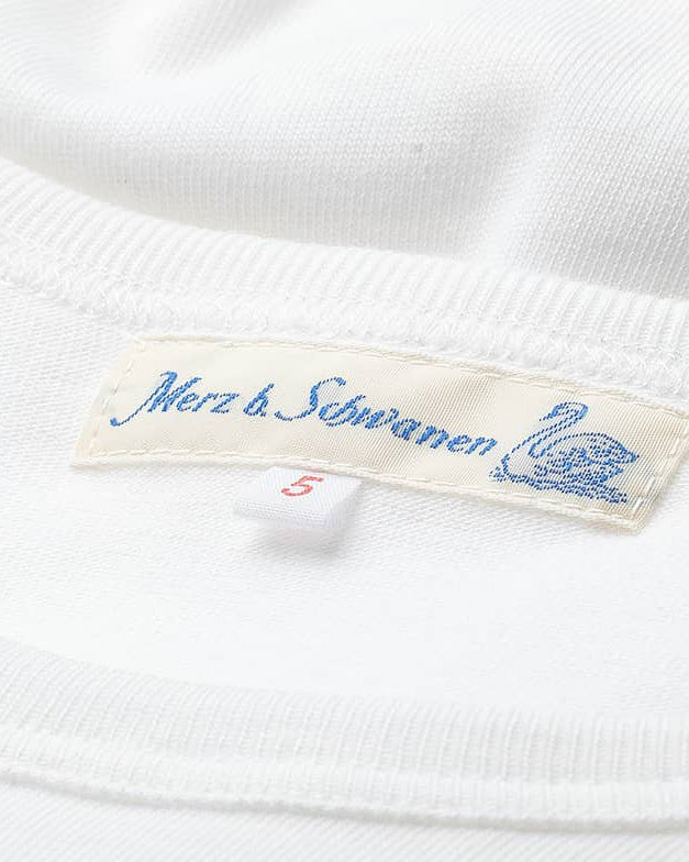 Merz B Schwanen Good Originals 5.5oz 1950s L/S Loopwheeled Tee - White