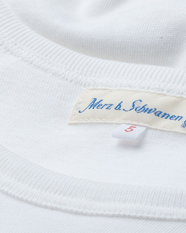 Merz b. Schwanen 215 7.2oz Classic Fit Loopwheeled Tee - White | Merz b. Schwanen T Shirts | JEANSTORE