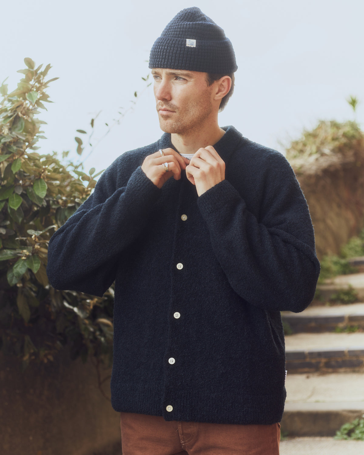Merz b. Schwanen MWBN06 Merino Wool Waffle Beanie - Dark Navy