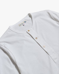 Merz b. Schwanen 2M06 6.8oz Classic Fit Sturdy Jersey L/S Henley - White