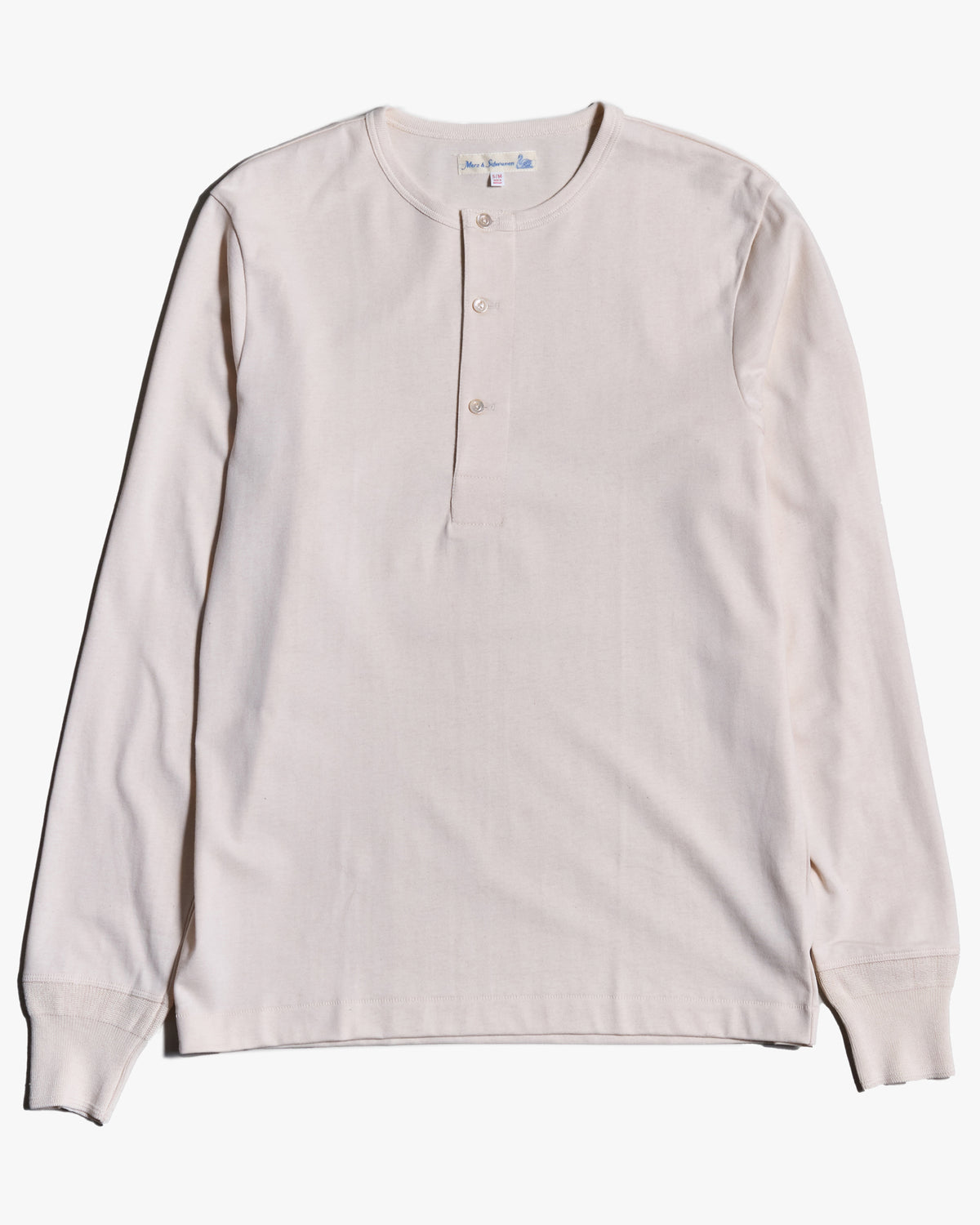 Merz b. Schwanen 2M06 6.8oz Classic Fit Sturdy Jersey L/S Henley - Nature