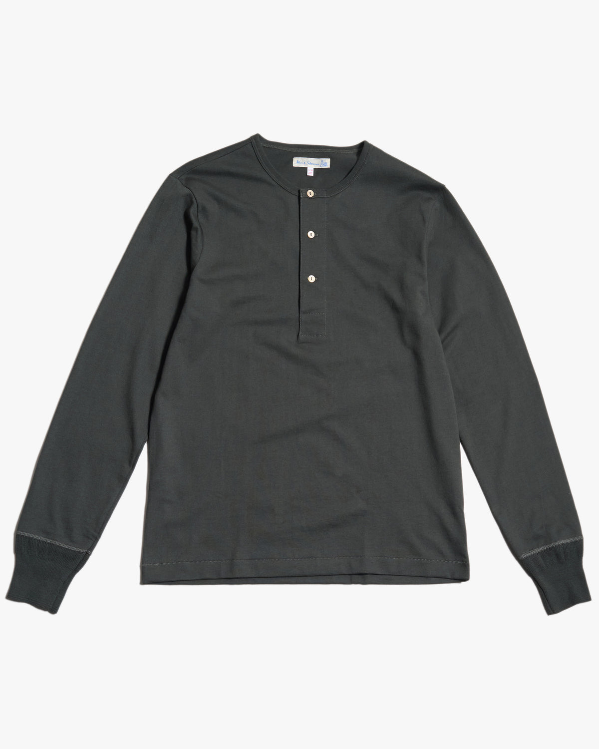 Merz b. Schwanen Good Originals 2M06 6.8oz Classic Fit Sturdy Jersey L/S Henley - Forest