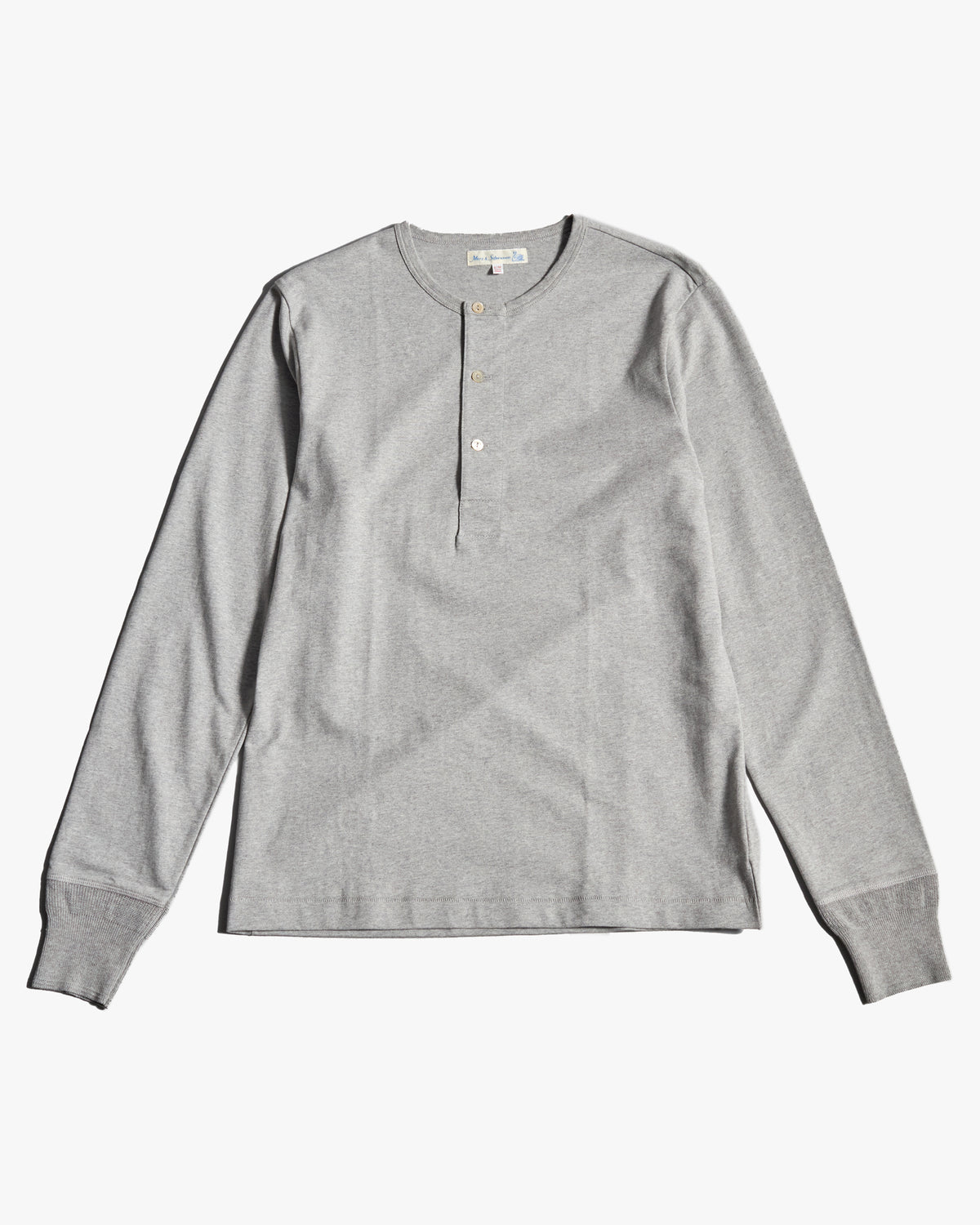 Merz b. Schwanen Originals 2M06 Classic Fit Sturdy Jersey L/S Henley - Grey Melange