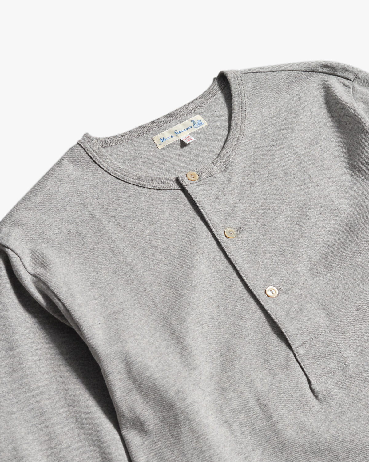 Merz b. Schwanen Originals 2M06 Classic Fit Sturdy Jersey L/S Henley - Grey Melange