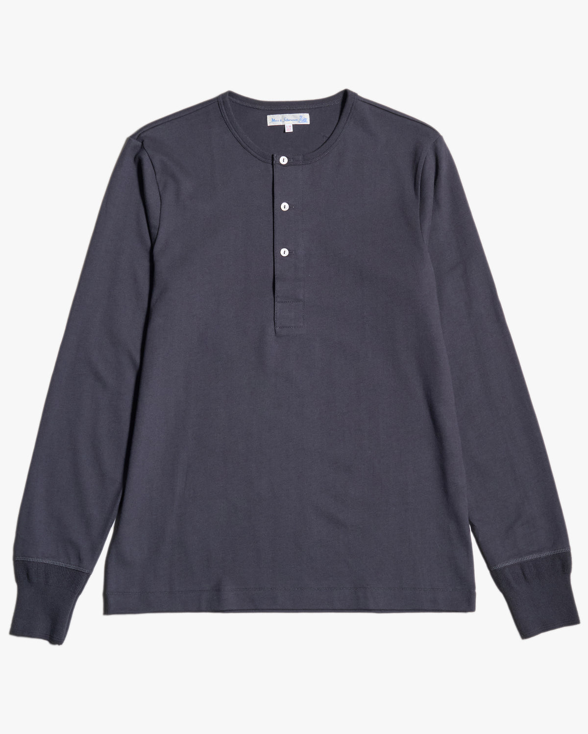 Merz b. Schwanen 2M06 6.8oz Classic Fit Sturdy Jersey L/S Henley - Charcoal | Merz b. Schwanen T Shirts | JEANSTORE