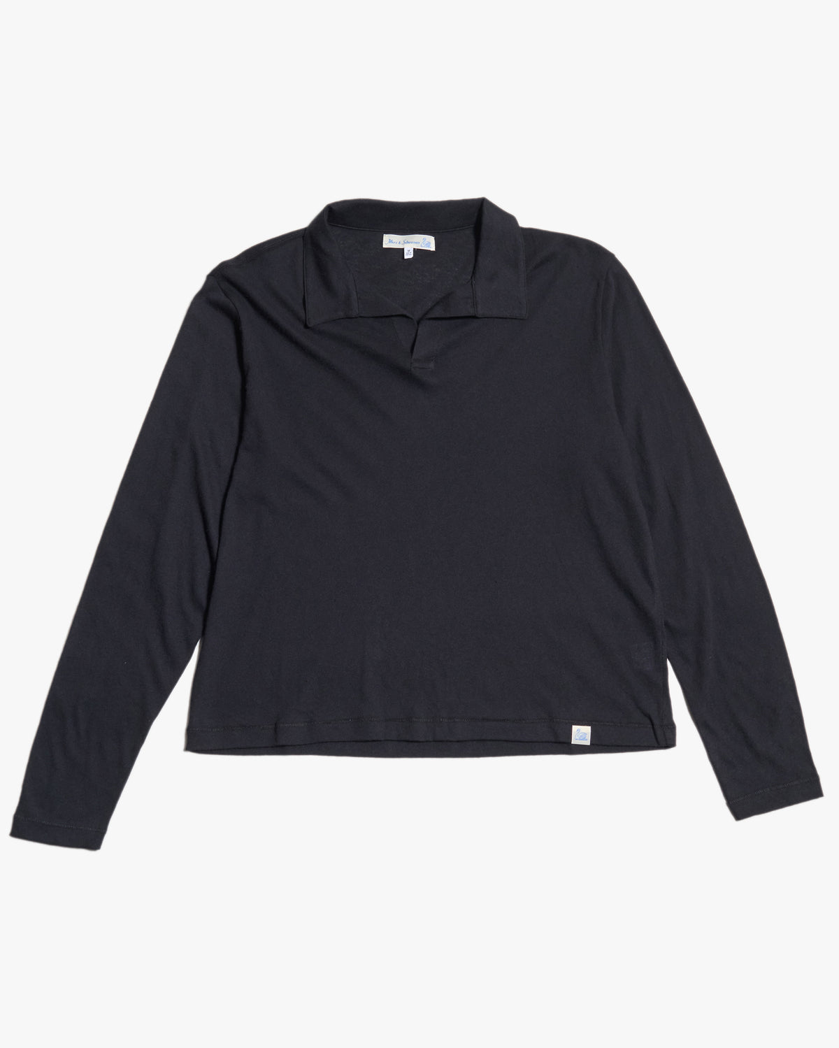 Merz b. Schwanen CASHPL01 Premium Cotton & Cashmere L/S Polo Shirt - Deep Black