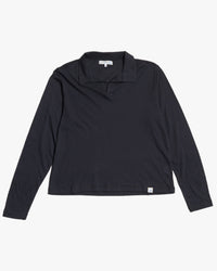 Merz b. Schwanen CASHPL01 Premium Cotton & Cashmere L/S Polo Shirt - Deep Black
