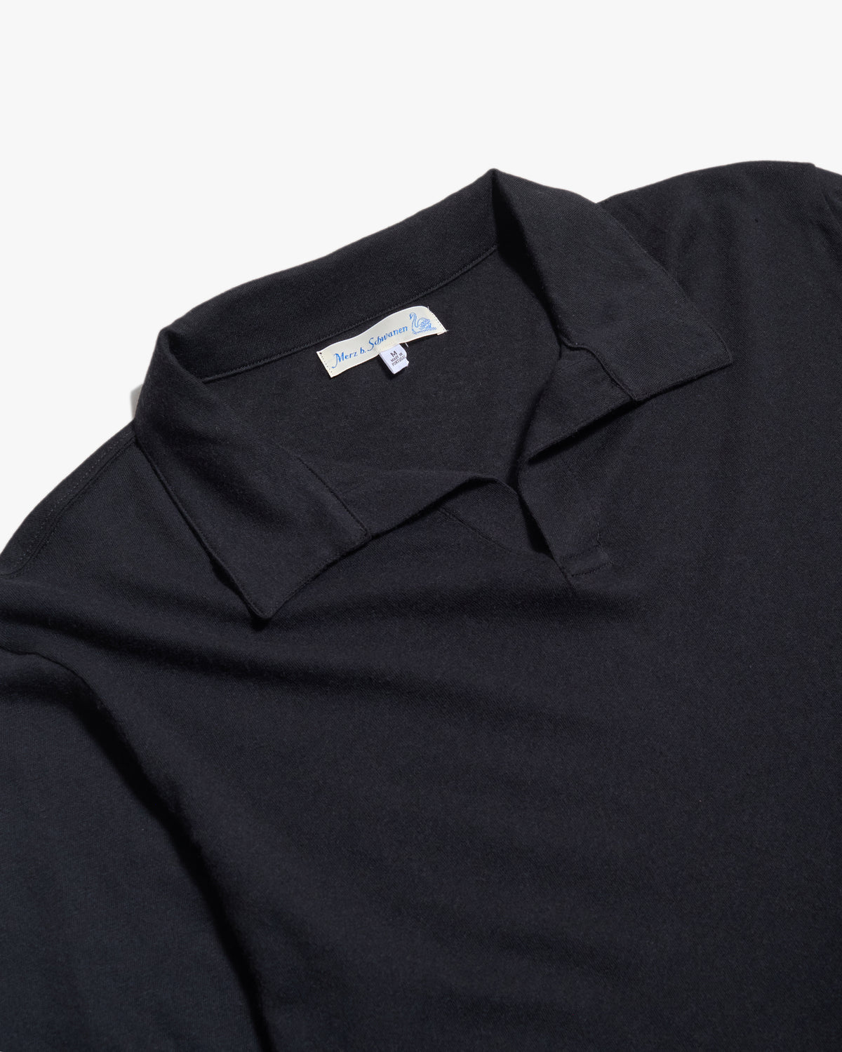 Merz b. Schwanen CASHPL01 Premium Cotton & Cashmere L/S Polo Shirt - Deep Black