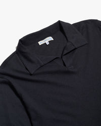 Merz b. Schwanen CASHPL01 Premium Cotton & Cashmere L/S Polo Shirt - Deep Black
