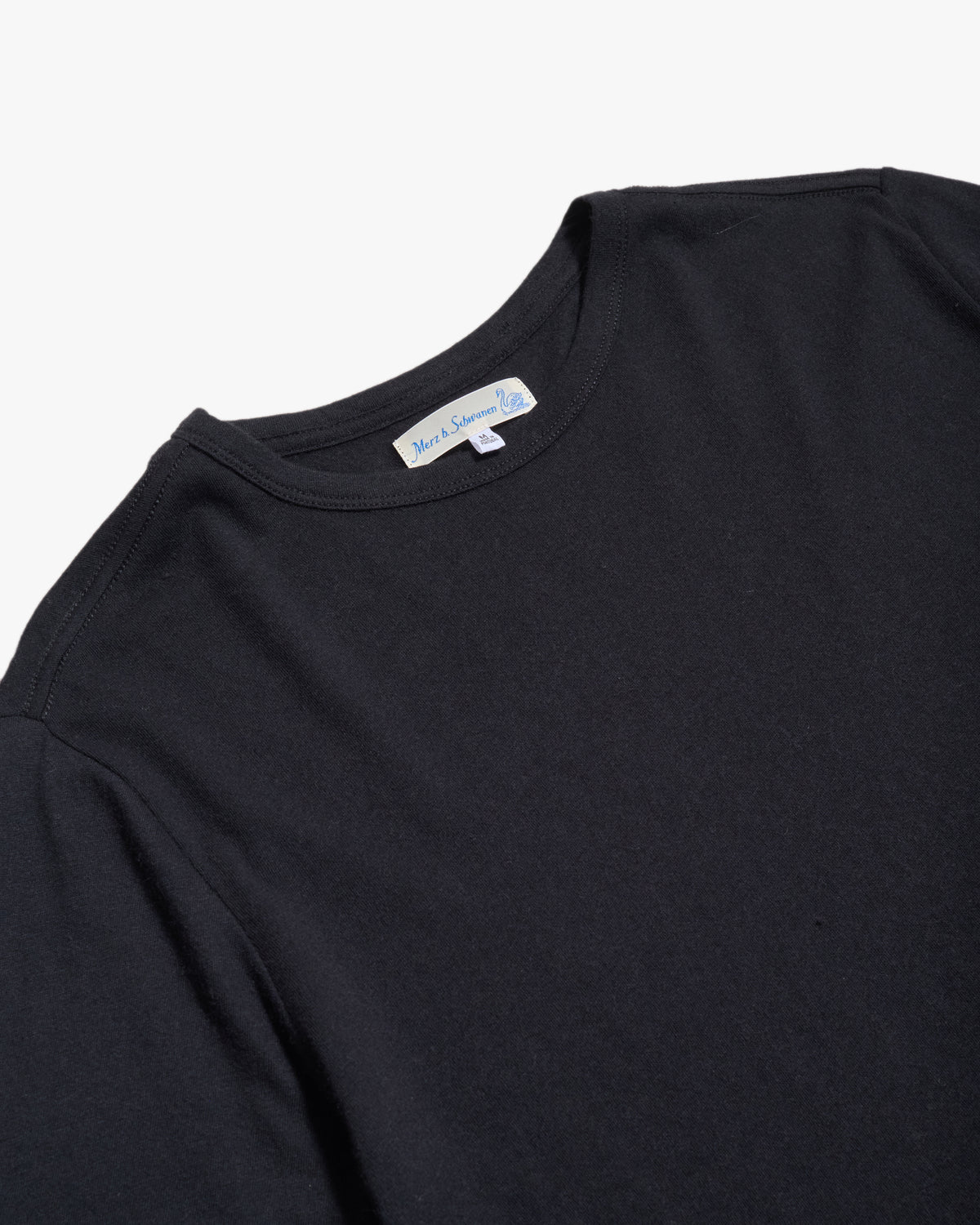 Merz b. Schwanen CASHTEE01 Premium Cotton & Cashmere Tee - Deep Black