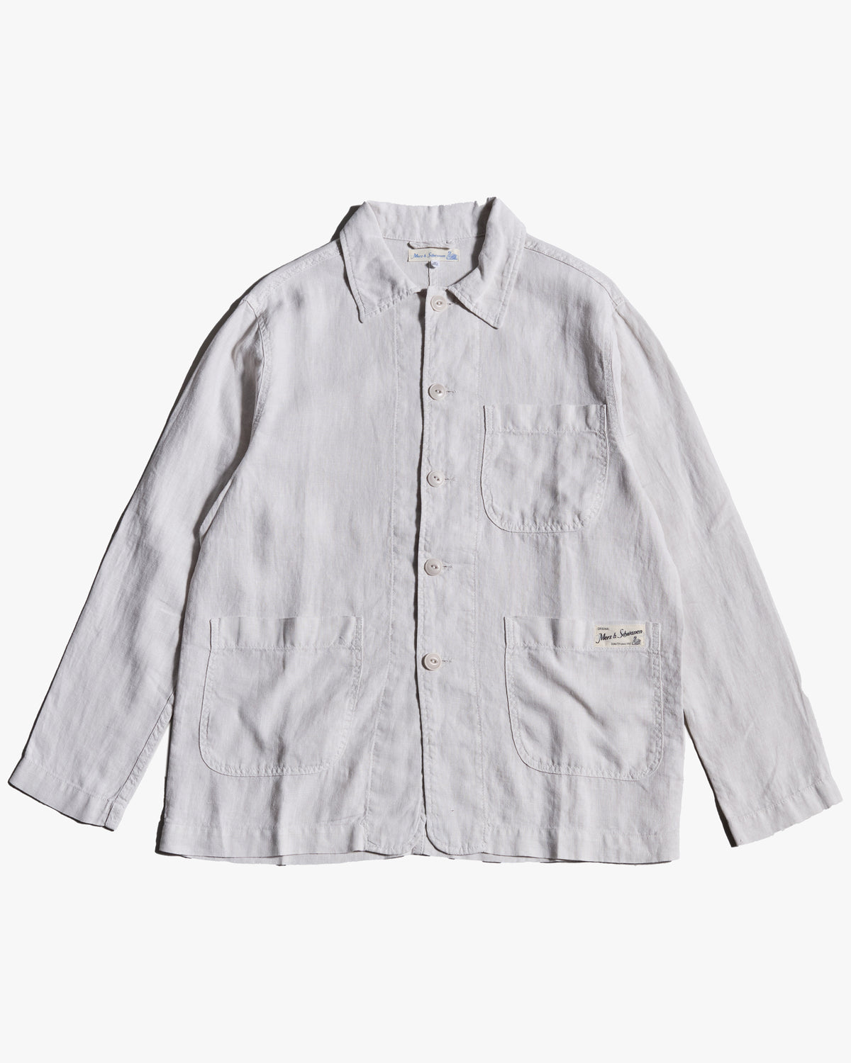 Merz b. Schwanen JKT05LI Workers Linen Jacket - Light Stone
