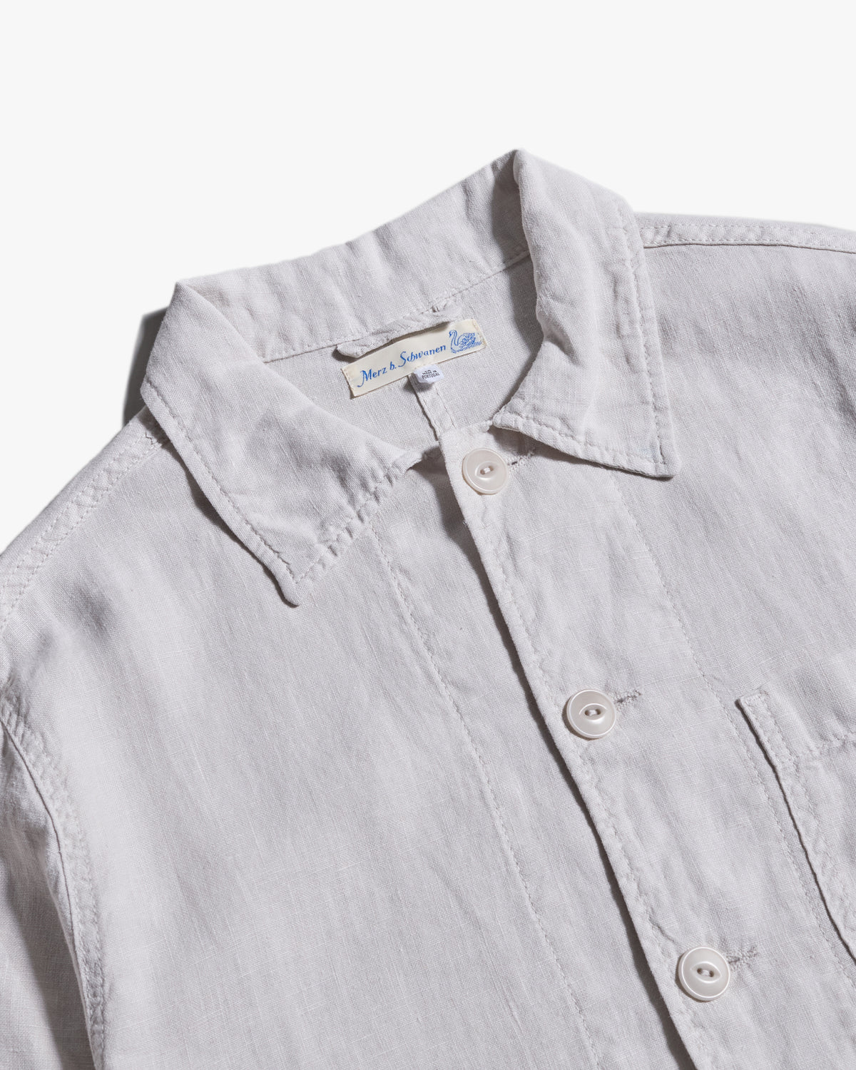 Merz b. Schwanen JKT05LI Workers Linen Jacket - Light Stone
