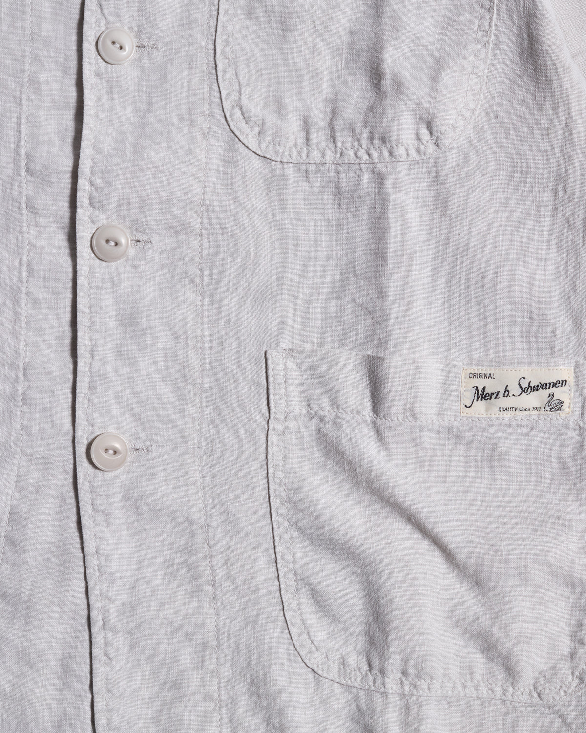 Merz b. Schwanen JKT05LI Workers Linen Jacket - Light Stone
