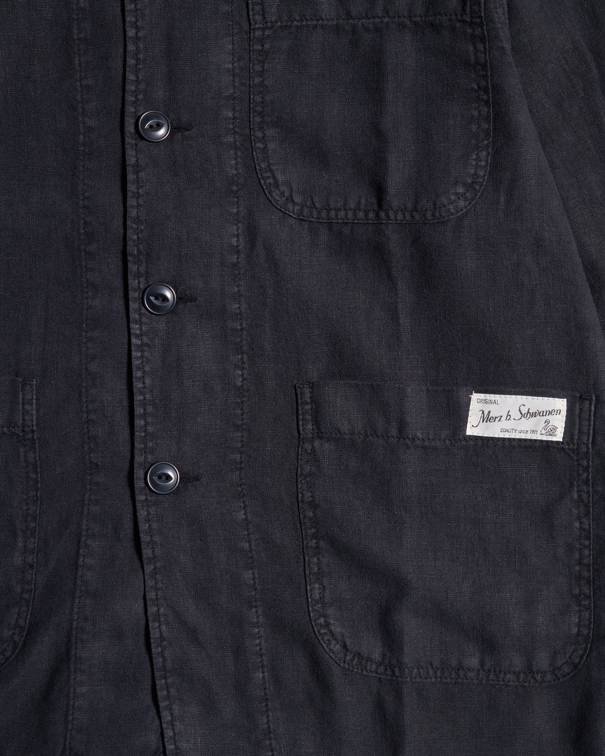 Merz b. Schwanen JKT05LI Workers Linen Jacket - Deep Black | Merz b. Schwanen Jackets & Coats | JEANSTORE