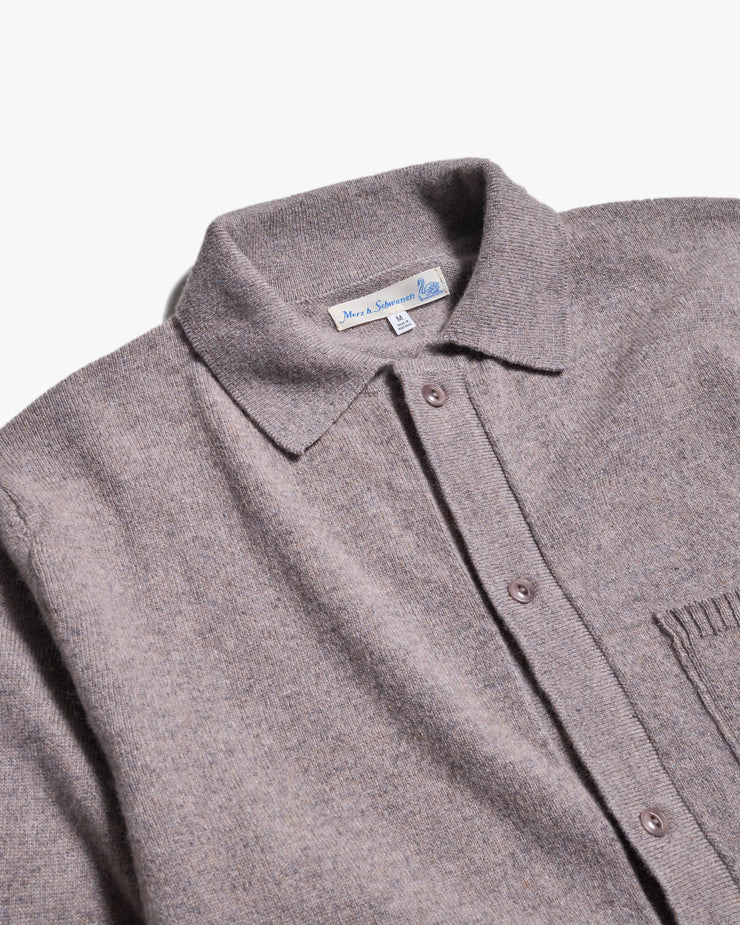 Merz b. Schwanen KNITSHIRT06 Merino Wool Silk & Cashmere L/S Shirt - Faded Grain