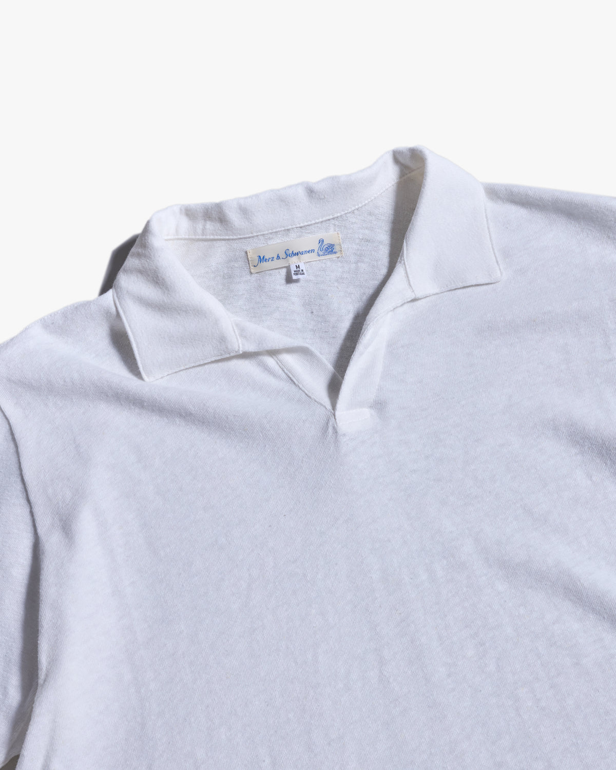 Merz b. Schwanen LINEN02 Relaxed Linen-Cotton Polo Shirt - White | Merz b. Schwanen Polo Shirts | JEANSTORE