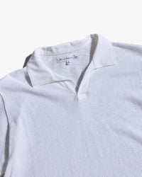 Merz b. Schwanen LINEN02 Relaxed Linen-Cotton Polo Shirt - White | Merz b. Schwanen Polo Shirts | JEANSTORE