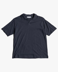 Merz b. Schwanen LINEN02 Relaxed Linen-Cotton Polo Shirt - Deep Black | Merz b. Schwanen Polo Shirts | JEANSTORE