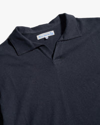 Merz b. Schwanen LINEN02 Relaxed Linen-Cotton Polo Shirt - Deep Black | Merz b. Schwanen Polo Shirts | JEANSTORE