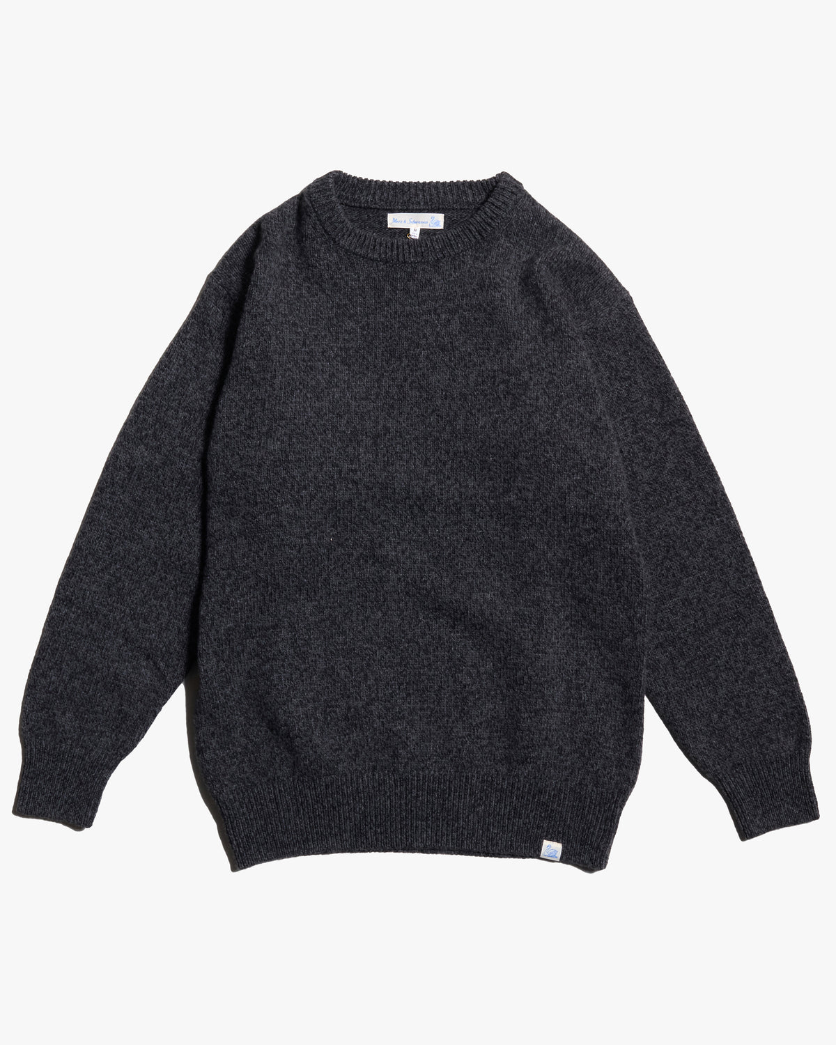 Merz b. Schwanen Good Basics LOCC01 Merino Wool & Cashmere Relaxed Pullover - Grey Melange / Black