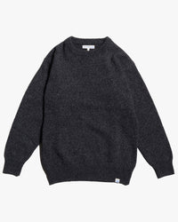 Merz b. Schwanen Good Basics LOCC01 Merino Wool & Cashmere Relaxed Pullover - Grey Melange / Black
