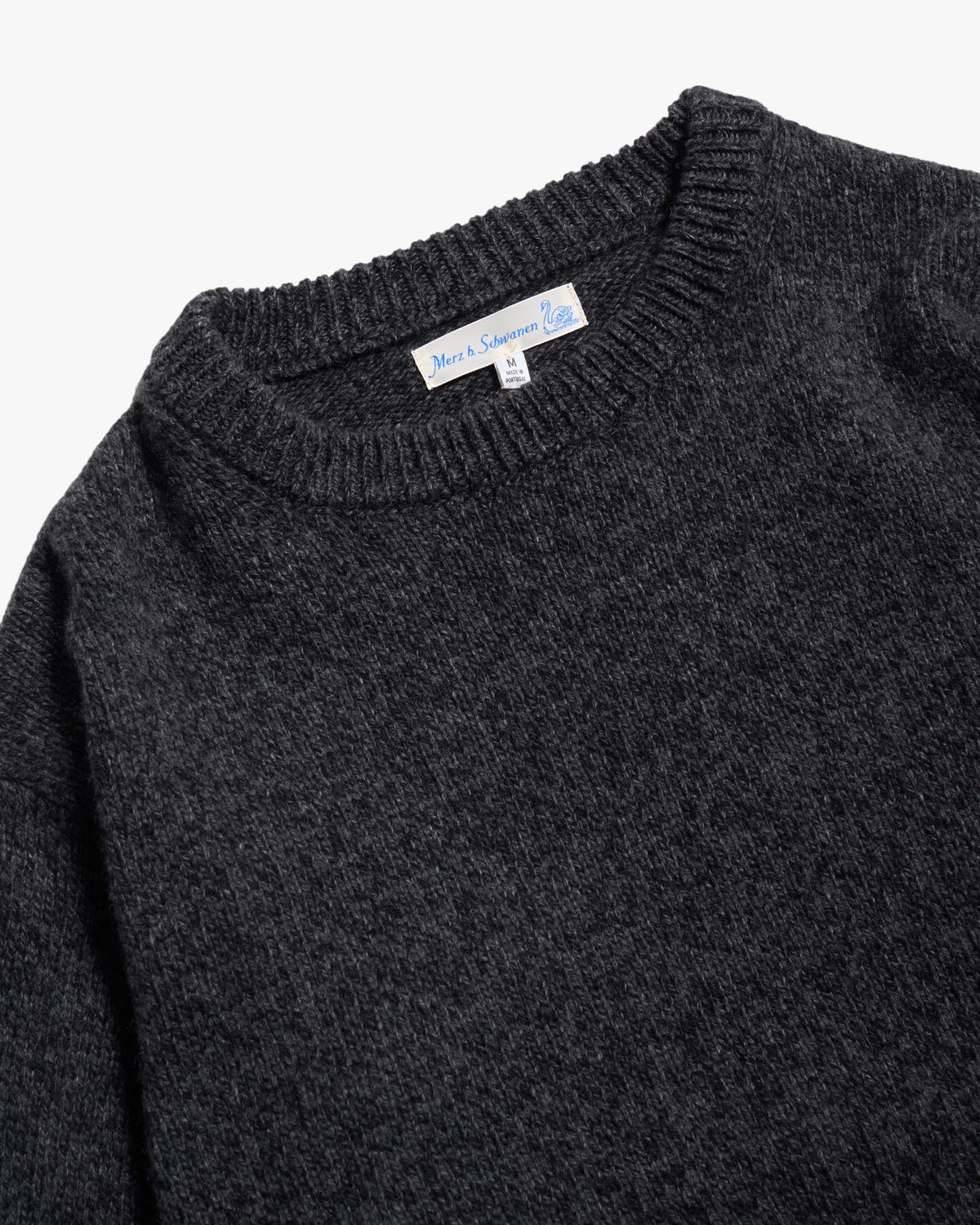 Merz b. Schwanen Good Basics LOCC01 Merino Wool & Cashmere Relaxed Pullover - Grey Melange / Black