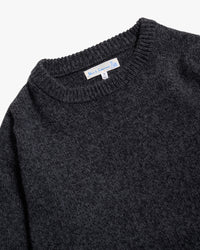 Merz b. Schwanen Good Basics LOCC01 Merino Wool & Cashmere Relaxed Pullover - Grey Melange / Black