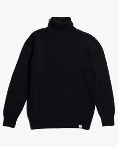Merz b. Schwanen Good Basics LOCT01 Merino Wool & Cashmere Relaxed Turtleneck Pullover - Dark Navy