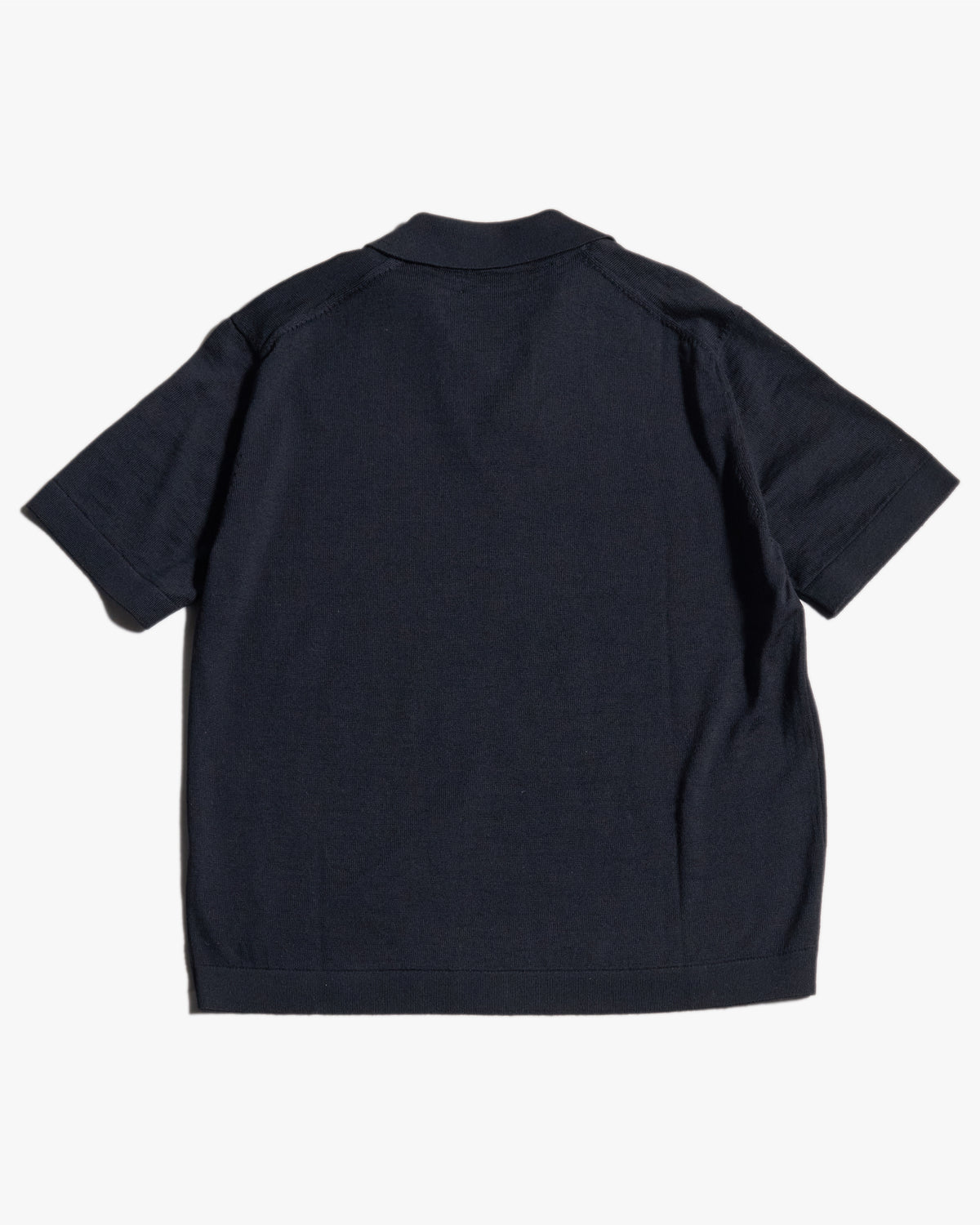 Merz b. Schwanen MERINOPOLO01 Knitted Merino Wool Polo Shirt - Deep Black
