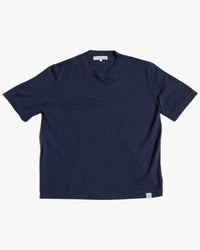 Merz b. Schwanen MERINOTEE01 Knitted Merino Wool Tee - Dark Navy