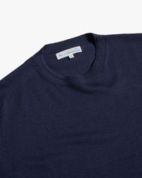 Merz b. Schwanen MERINOTEE01 Knitted Merino Wool Tee - Dark Navy