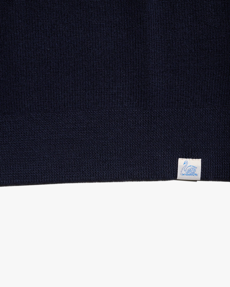 Merz b. Schwanen Good Basics MWZP04 Merino Wool Half Zip Pullover - Dark Navy