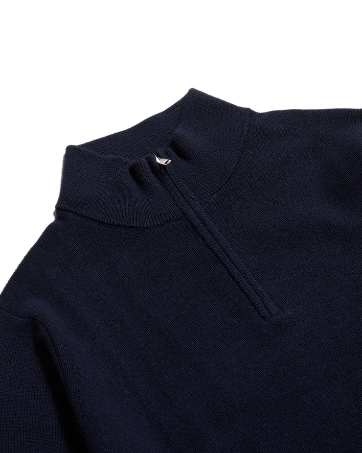 Merz b. Schwanen Good Basics MWZP04 Merino Wool Half Zip Pullover - Dark Navy