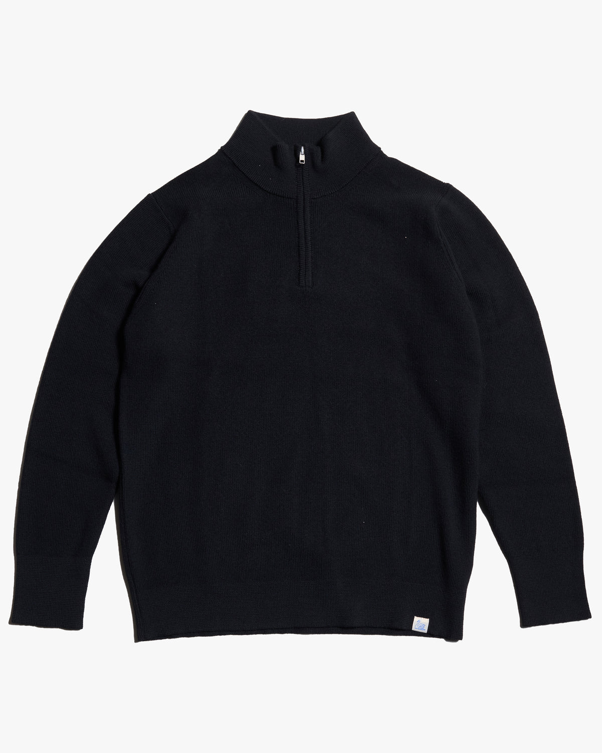 Merz b. Schwanen Good Basics MWZP04 Merino Wool Half Zip Pullover - Deep Black