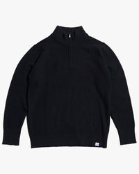 Merz b. Schwanen Good Basics MWZP04 Merino Wool Half Zip Pullover - Deep Black
