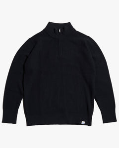 Merz b. Schwanen Good Basics MWZP04 Merino Wool Half Zip Pullover - Deep Black