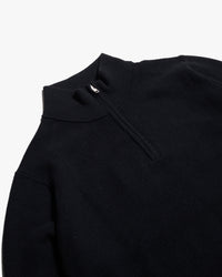 Merz b. Schwanen Good Basics MWZP04 Merino Wool Half Zip Pullover - Deep Black