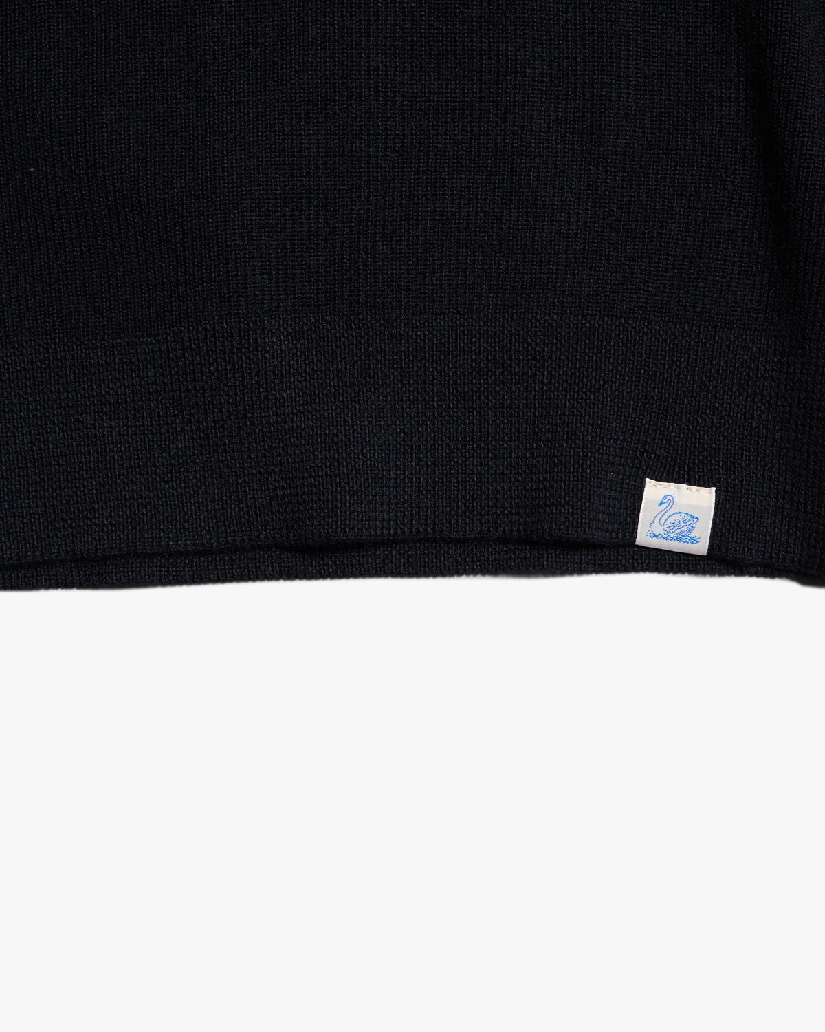 Merz b. Schwanen Good Basics MWZP04 Merino Wool Half Zip Pullover - Deep Black